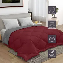 CHICERY Maroon & Grey 300 GSM Single Bed Comforter image 4