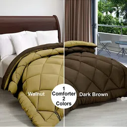 Comfowell Brown & Beige Geometric Heavy Winter 233 GSM Single Bed Comforter image 2