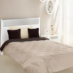 Comfowell Beige & Brown Heavy Winter 233 GSM Double Bed Quilt image 2