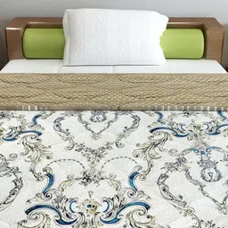 Divine Casa White & Blue Ethnic Motifs AC Room 110 GSM Single Bed Comforter image 3