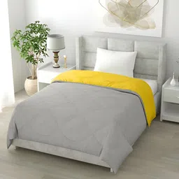 Comfowell Yellow & Grey Geometric Heavy Winter 233 GSM Single Bed Quilt image 2