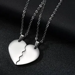 VIEN Stainless Steel Broken Heart Couple Chain image 1