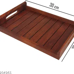 HRB Handicrafts Long Rectangular Sheesham Wood Serving Tray with Handle Tray Serving Set image 4