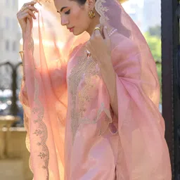indo era Women Silk Blend Kurta Pant Dupatta Set image 5