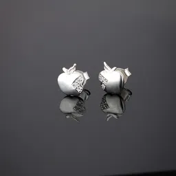 Carlton London Girls 925 Sterling Silver CZ Studded Contemporary Studs with Silver Plating-image-92