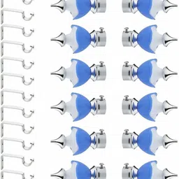 deeplax Light Blue, Silver Rod Rail Bracket, Curtain Rods, Curtain Knobs, Tassels Metal-picture-27