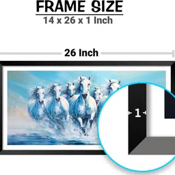 dbrush 7 running white horses vastu big size photo framed laminated Coated abstract Digital Reprint 26 inch x 14 inch Painting image 3