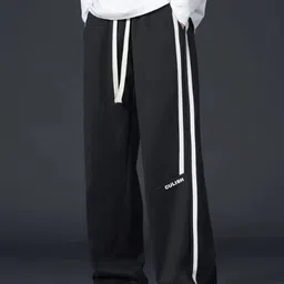 culish Men Striped Black Track Pants image 1
