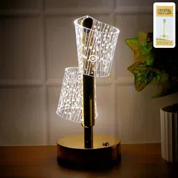 deodap Crystal LED Double Shade Table Lamp – Stylish Elegant Lighting for Home Decor Table Lamp-picture-17