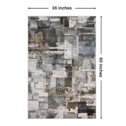sapana carpet-mats Grey & Beige Abstract Polyester 3 x 5 Feet Machine Made Carpet image 2