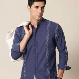 Mr Bowerbird Pure Cotton Embroidered Tailored Fit Opaque Casual Shirt-image-27