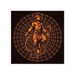 999Store Black & Orange Colored Lord Hanuman Printed Canvas Wall Art image 2