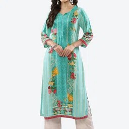 Biba Women Green & Red Floral Printed Kurta-picture-36