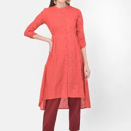 Span Women Coral Ethnic Motifs Printed Kurta-image-44