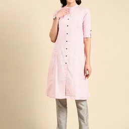 SHOWOFF Ethnic Motifs Printed Pastels Kurta-picture-17