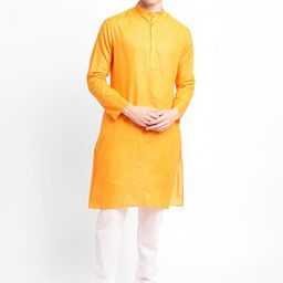 DEVOILER Mandarin Collar Long Sleeves Straight Regular Kurta-picture-1