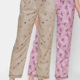 FashionRack Woman Set of 2 Beige & Pink Striped Lounge Pants-image-99