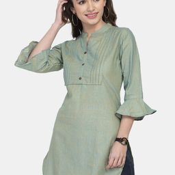 Aarsha Women Green Embroidered Flared Sleeves Pathani Kurta-picture-11