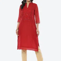 Biba Women Polka Dots Printed Thread Work Kurta-picture-44