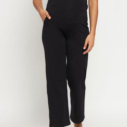 Hypernation Women Relaxed Straight Fit High-Rise Maternity Trousers-picture-33