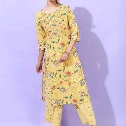 Vishudh Women Yellow & impala Printed Kurta-picture-33