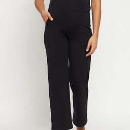 Hypernation Women Black Solid Maternity Lounge Pants-picture-21