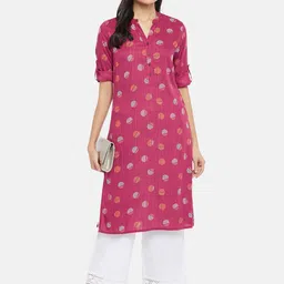 RANGMANCH BY PANTALOONS Women Pink Geometric Printed Kurta-picture-14