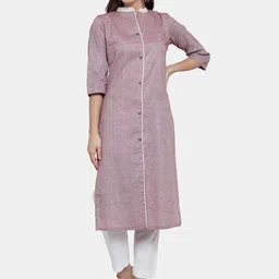 Aarsha Women Purple Solid Straight Fit Cotton Kurta-picture-17