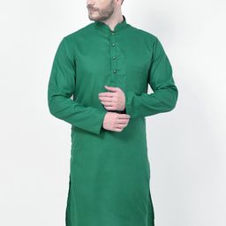 SG LEMAN Men Teal Solid Mandarin Neck Straight Kurta-picture-24