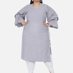 Fabnest Curve Women Grey Flared Sleeves Kurta-picture-35