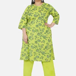 Fabnest Curve Women Green Floral Printed Kurta-picture-27