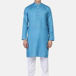 TAHVO Men Blue Solid Kurta-picture-48