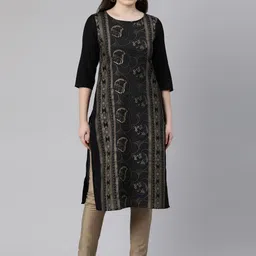 Marcia Women Black Ethnic Motifs Printed Kurta-picture-18