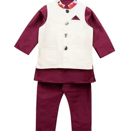 a.t.u.n. A T U N Boys Purple Regular Kurta with Pyjamas & Nehru Jacket-picture-38