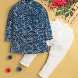 Jeetethnics Boys Printed Mandarin Collar Regular Kurta With Pyjamas-picture-14
