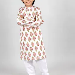 INCLUD Boys Ethnic Motifs Printed Mandarin Collar Kurta with Pyjamas image 1