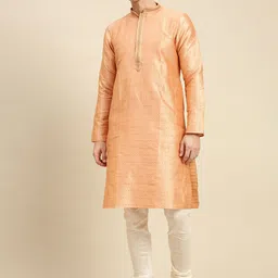 here&now x sanwara Sanwara Men Pink Kurta with Pyjamas image 2
