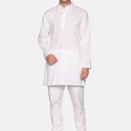 Sethukrishna Men White Regular Pure Cotton Kurta with Pyjamas-picture-12