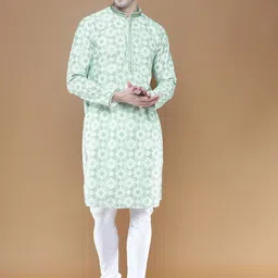 here&now x sanwara Sanwara Embroidered Regular Chikankari Kurta with Pyjamas image 1