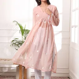 PRENEA Women Embroidered Pleated Thread Work Kurta with Pyjamas-picture-10