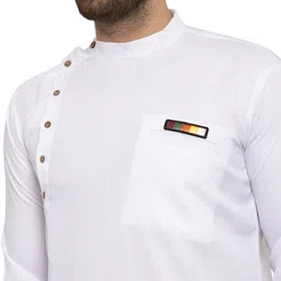 Kaifoo Men White Gotta Patti Asymmetric Kurta image 5