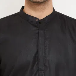 Armaan Ethnic Men Black & tap shoe Thread Work Indigo Kurta image 3