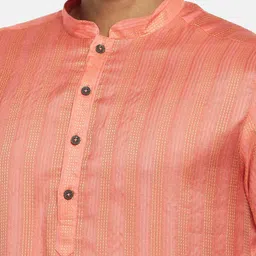 indus route by Pantaloons Men Coral Thread Work Dobby Kurta image 3