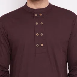 Hypernation Men Brown Solid Pure Cotton Kurta image 4