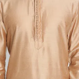VASTRAMAY Men Gold-Toned Yoke Design Kurta with Churidar image 4