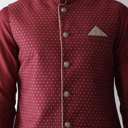 KISAH Men Maroon Kurta & Churidar With Jacket image 3