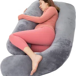 foodie puppies J Shape Maternity Sleeping Long Pillow for Pregnant Lady Full Body Support Polyester Fibre Nature Pregnancy Pillow Pack of 1-picture-21