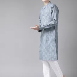 See Designs Men Grey Printed Kurta image 3