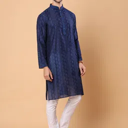 House of Pataudi Embroidered Sequins Straight Kurta image 3