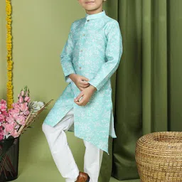 TABARD Boys Geometric Printed Regular Pure Cotton Kurta with Pyjamas image 2